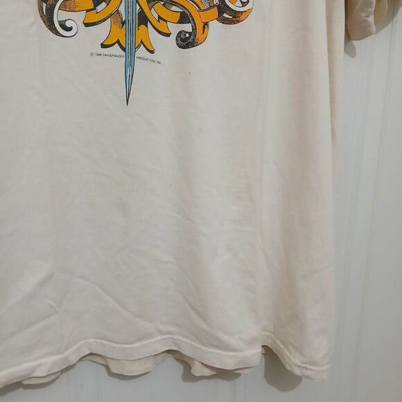 Vintage highlander xl 1996 davis panzer sword tshirt movie beige yellow cream - Picture 2 of 5